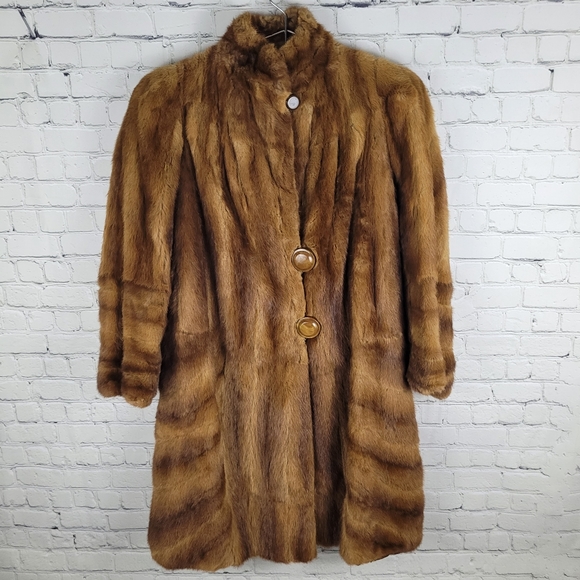 VINTAGE | fur button up fully lined coat - Picture 1 of 5